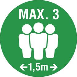 Sticker 'Maximaal 3 personen' (rond Ø 25 cm)